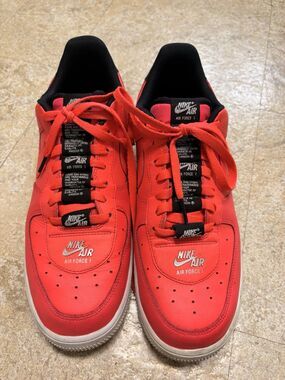 Nike Air Force 1 '07 LV8 Double Air Pack Laser Crimson Red Black White Sneakers